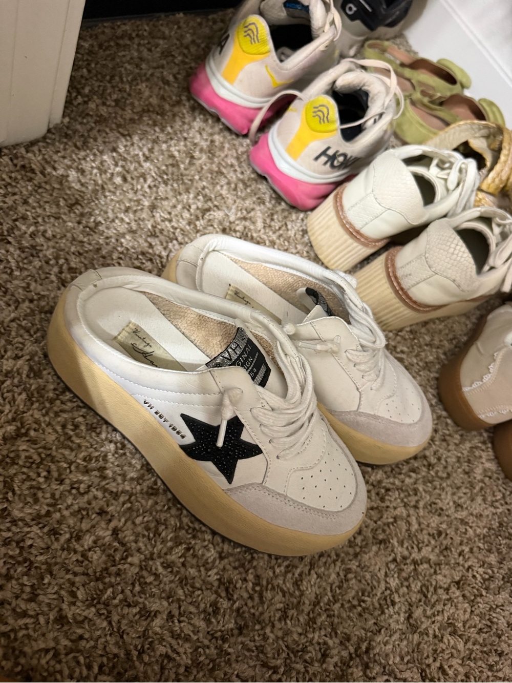 Vintage Havana Cream Platform Sneakers with Black Star